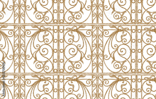 Seamless ornate pattern of hand drawn decorative golden grill in vintage style, background, paper, wallpaper, textile, vector illustration