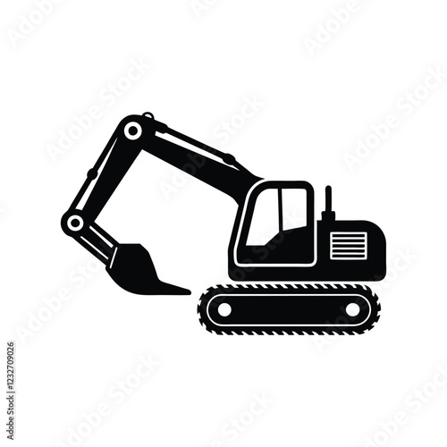 Construction excavator silhouette vector illustration isolated on a white background