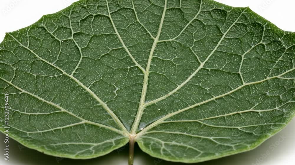Green leaf displaying intricate veins and textures, highlighting nature's design in a close-up view Green leaf displaying intricate veins and textures, highlighting nature's design in a close-up view