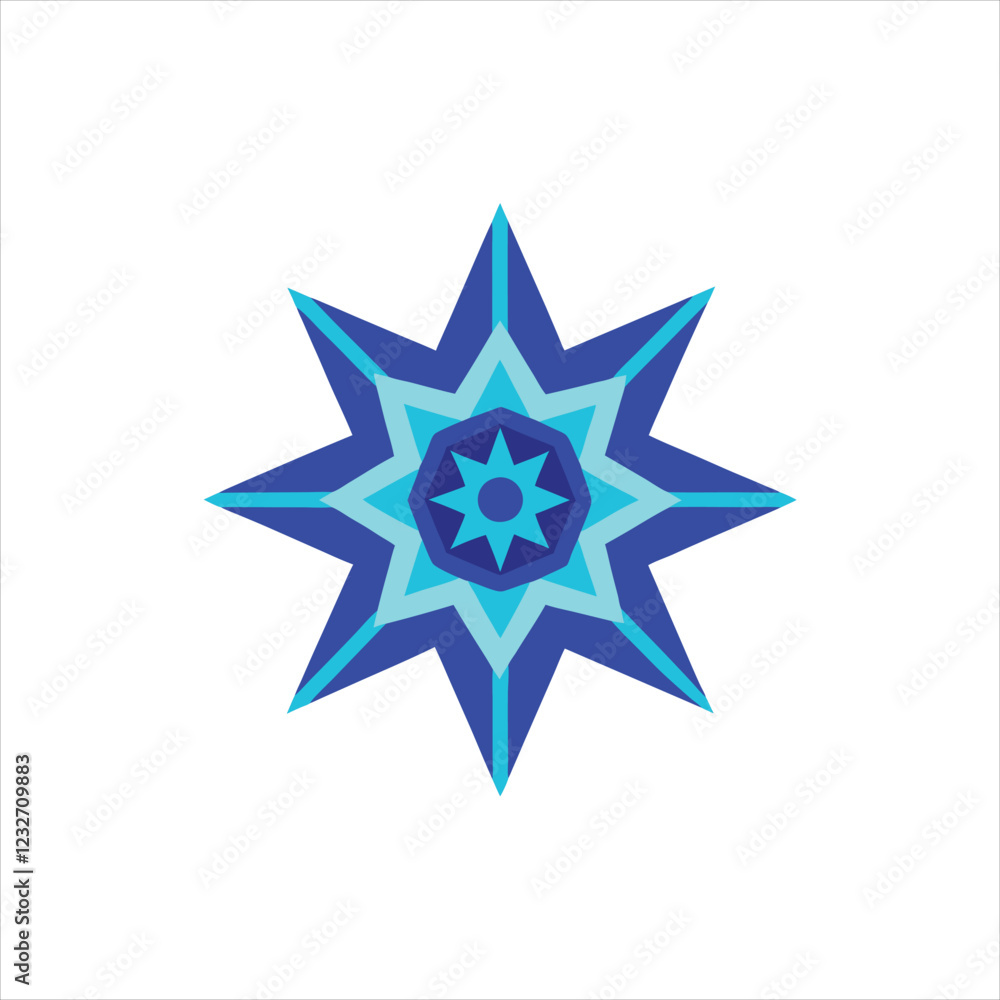 Futuristic Star Mandala Vector Illustration on White Background Futuristic Star Mandala Vector Illustration on White Background