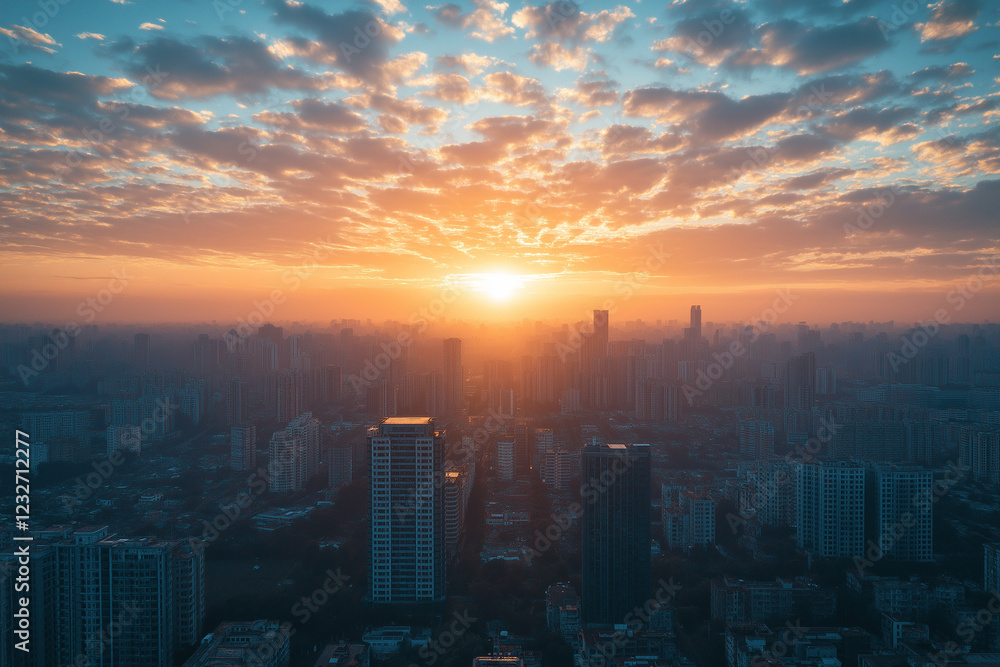 Fototapeta premium 大都会 ビジネス街の夕陽 business district
