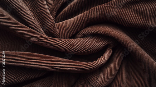 Textured brown fabric with wavy patterns in natural light creates a cozy feel photo