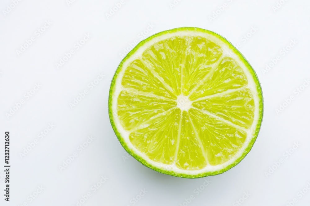 close up of a fresh lime slice on a white background close up of a fresh lime slice on a white background