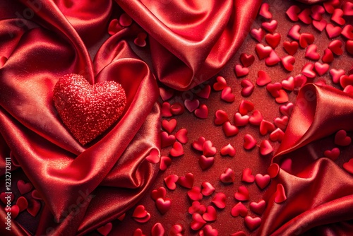 Valentine's background with heart confetti and luxurious elements, adding a festive and romantic touch to love celebrations.