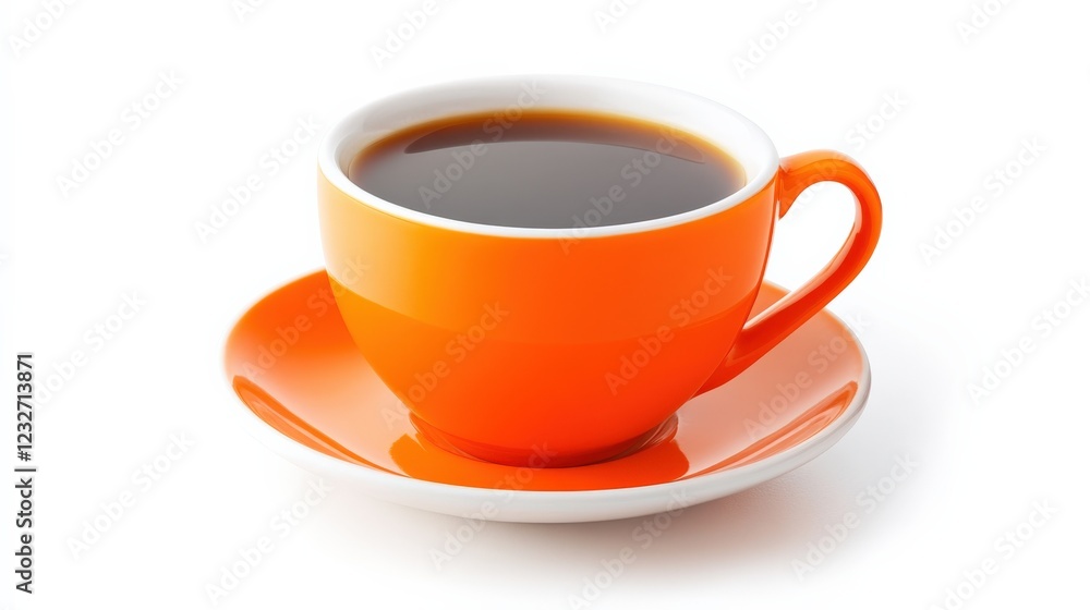 orange coffee cup filled with black coffee orange coffee cup filled with black coffee