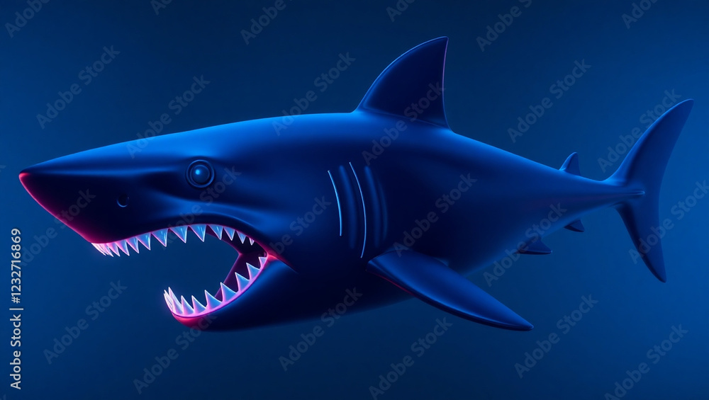Obraz premium 3D Neon Blue Shark