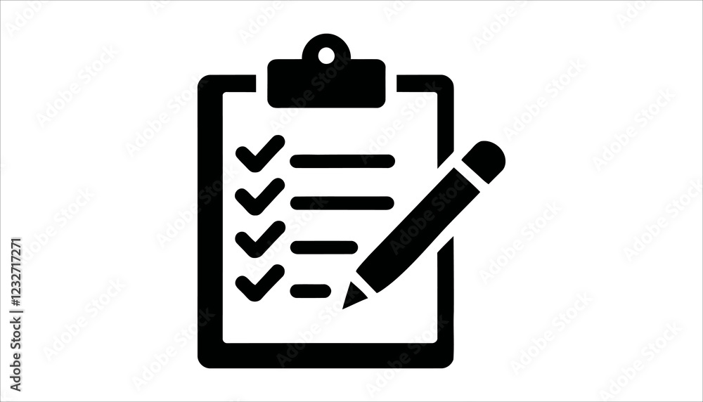 Clipboard silhouette icon. checklist pencil icon vector illustration Clipboard silhouette icon. checklist pencil icon vector illustration
