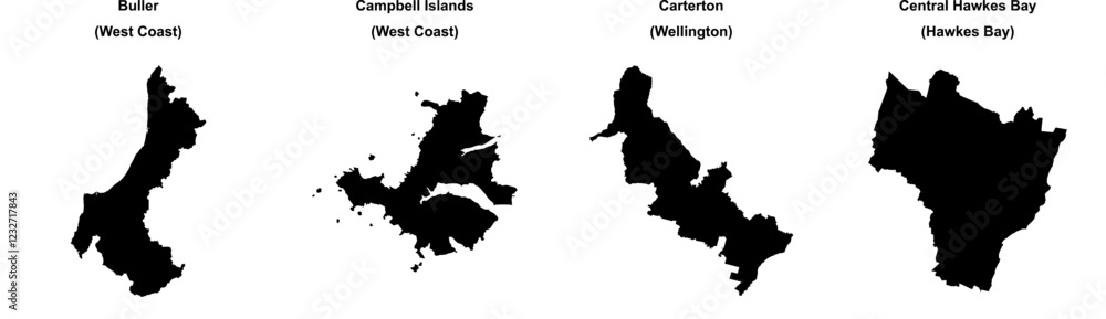 Buller, Campbell Islands, Carterton, Central Hawkes Bay outline maps Buller, Campbell Islands, Carterton, Central Hawkes Bay outline maps
