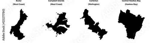 Buller, Campbell Islands, Carterton, Central Hawkes Bay outline maps