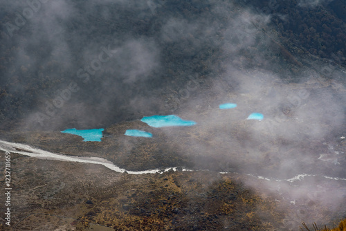 Beautiful Glacial Mountain Lake of Kyanjin Gompa seen during  Langtang Trek in Himalayas of Nepal photo