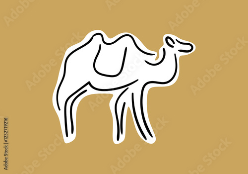 simple line art illustration of a camel icon, inspired by Arabian culture.