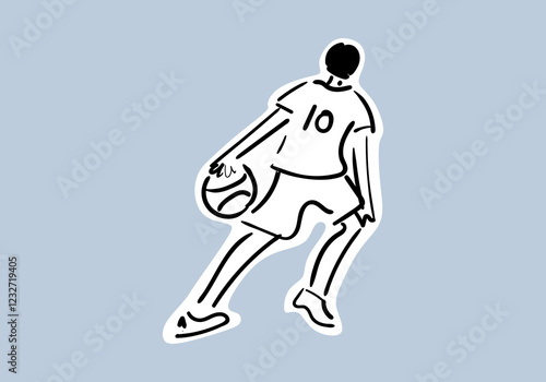 simple line art illustration of a man in a basketball pose, designed as an icon.