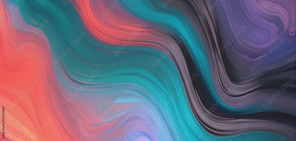 A mesmerizing mix of teal, coral, and purple in a fluid, swirling pattern A mesmerizing mix of teal, coral, and purple in a fluid, swirling pattern