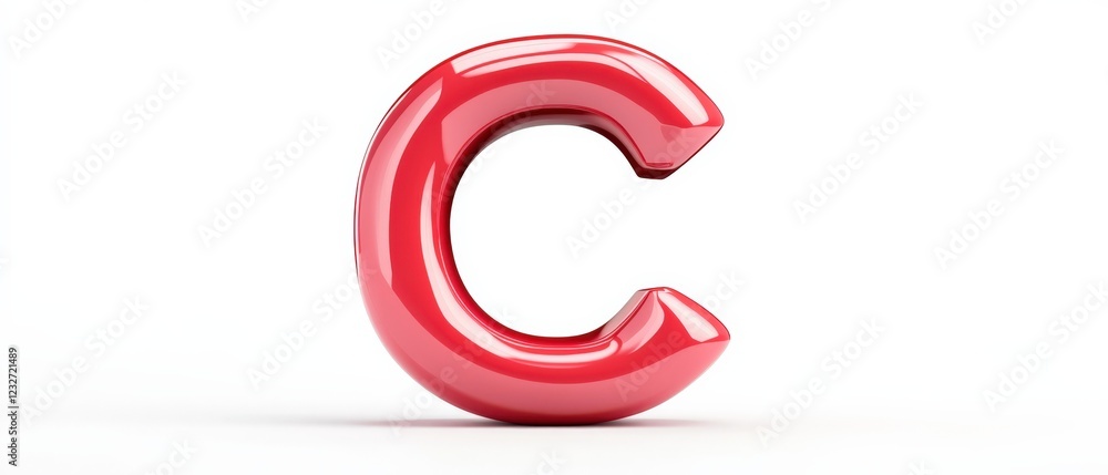 Fototapeta premium red glossy letter c on white background