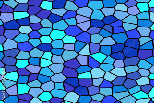 Design of pieces in bluish tones