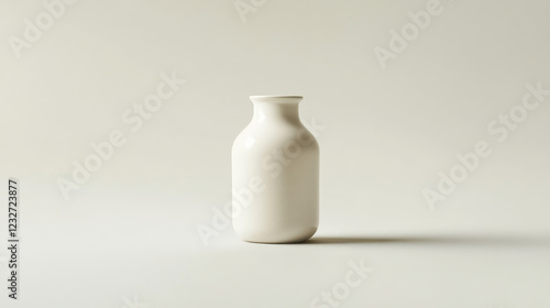 Milk in glass bottle isolated on white background photo