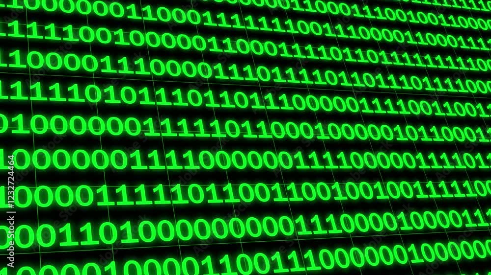 Video binary code green color numbers changing 0 or 1. Concept Cyber, technology, data, technological Digital theme with flying dynamic digits Technological and software abstraction. 4K animation Video binary code green color numbers changing 0 or 1. Concept Cyber, technology, data, technological Digital theme with flying dynamic digits Technological and software abstraction. 4K animation