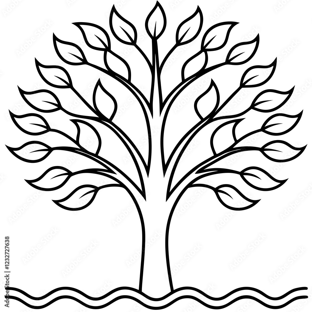 Obraz premium Waterflow Tree with Wave Leaves
