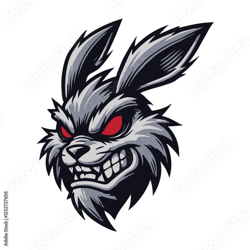 Esport aggressive rabbit  vector logo. aggressive rabbit mascot logo. photo