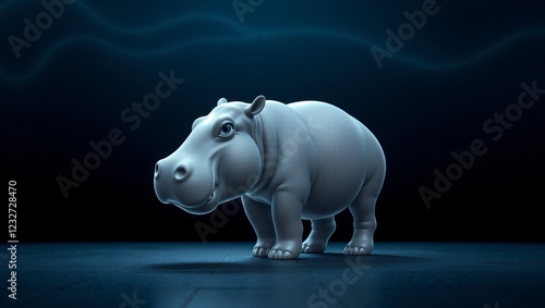 3D Minimalist Rendered Hippo Sculpture photo