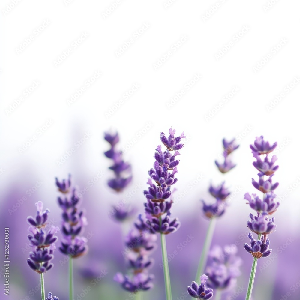 Naklejka premium close up of fresh purple lavender flowers in a field with a soft background