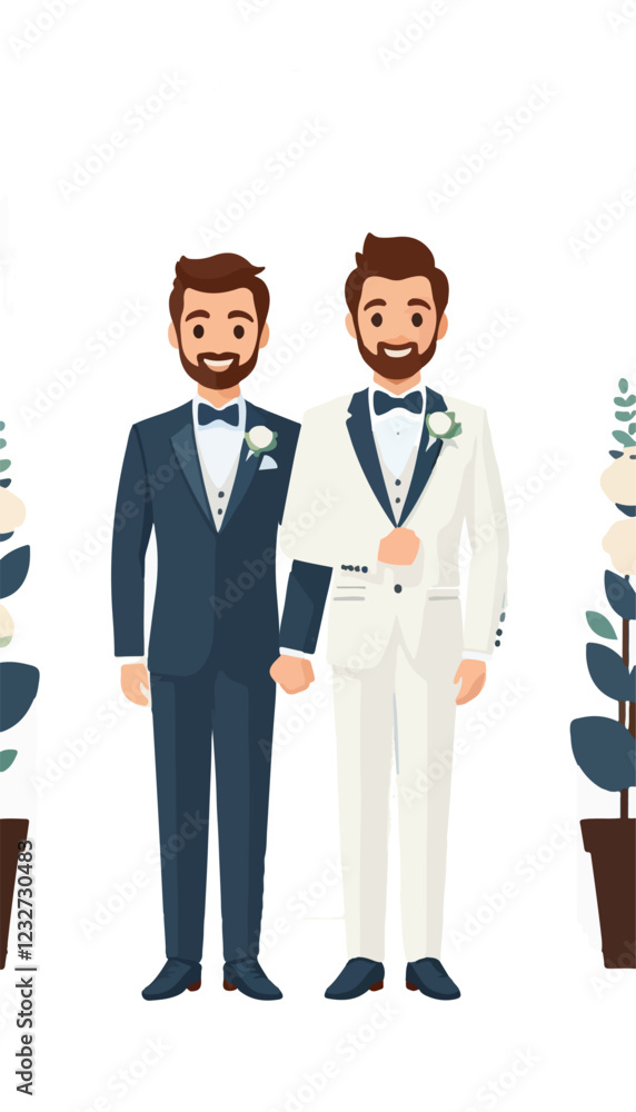 Same-Sex Marriage Ceremony on a White Background Same-Sex Marriage Ceremony on a White Background