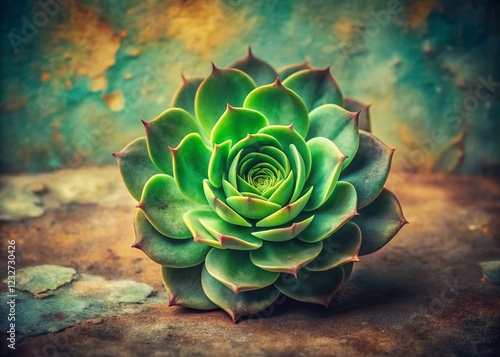 Vintage Style Succulent Stone Rose Plant Photography - Green & Dusty photo