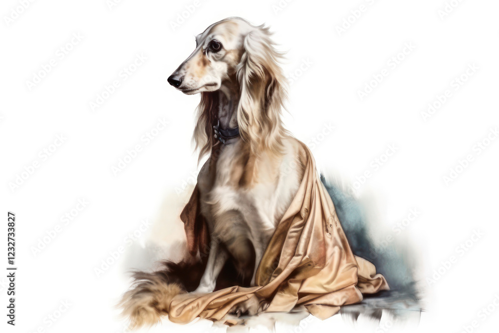 an elegant greyhound (presumably an Afghan hound) with long, silky hair. an elegant greyhound (presumably an Afghan hound) with long, silky hair.