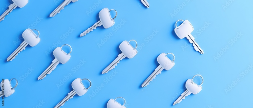 Fototapeta premium multiple white keys on a blue background