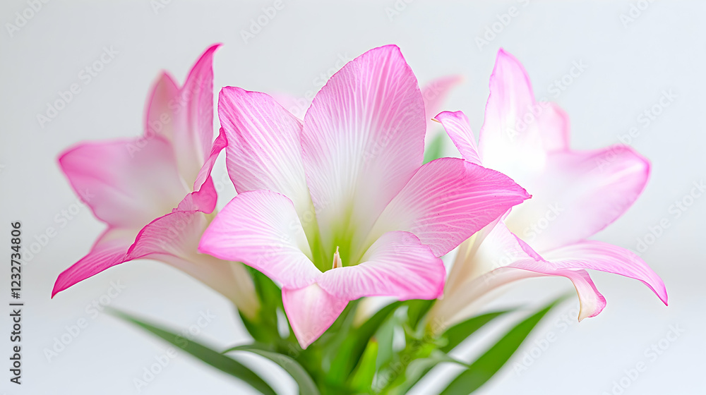 Pink amaryllis flowers close-up, studio shot, light background, floral arrangement Pink amaryllis flowers close-up, studio shot, light background, floral arrangement