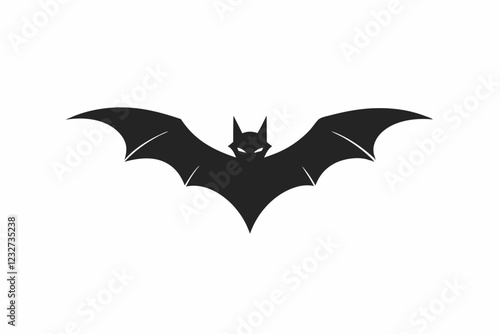 Minimalist Flying Bat Logo Icon – Silhouette Design on White Background