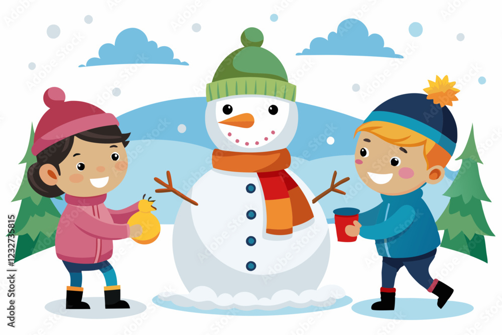 kids making a snowman kids making a snowman