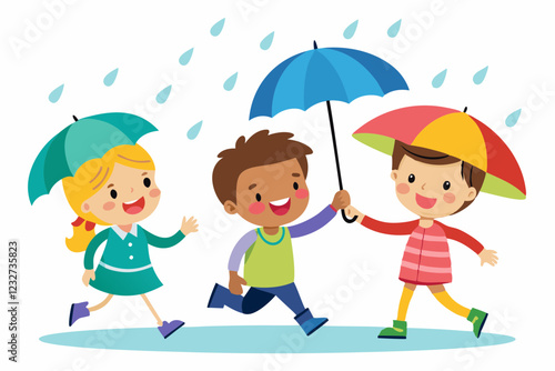 children with umbrella
