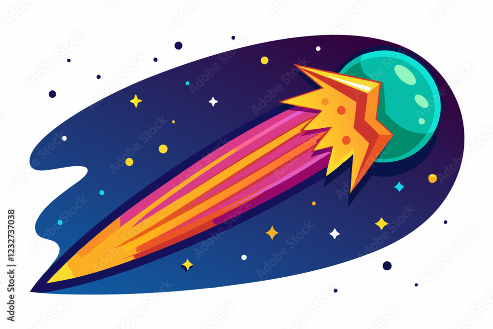 colorful cartoon illustration of a comet colorful cartoon illustration of a comet
