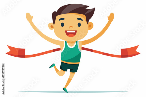 Happy athlete crossing winning rope 