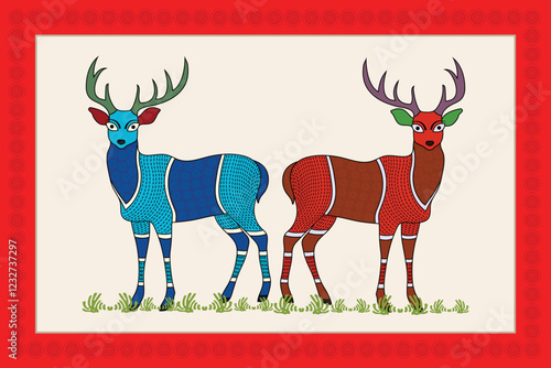 Gond Art Decor: Bring the Forest Home with Deer Art. Gond art, Tribal art India, Gond painting, Gond deer