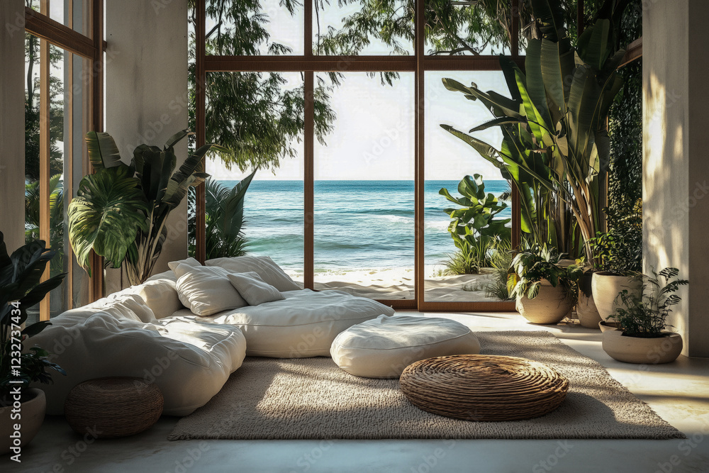 Fototapeta premium relaxing house made of white limestone