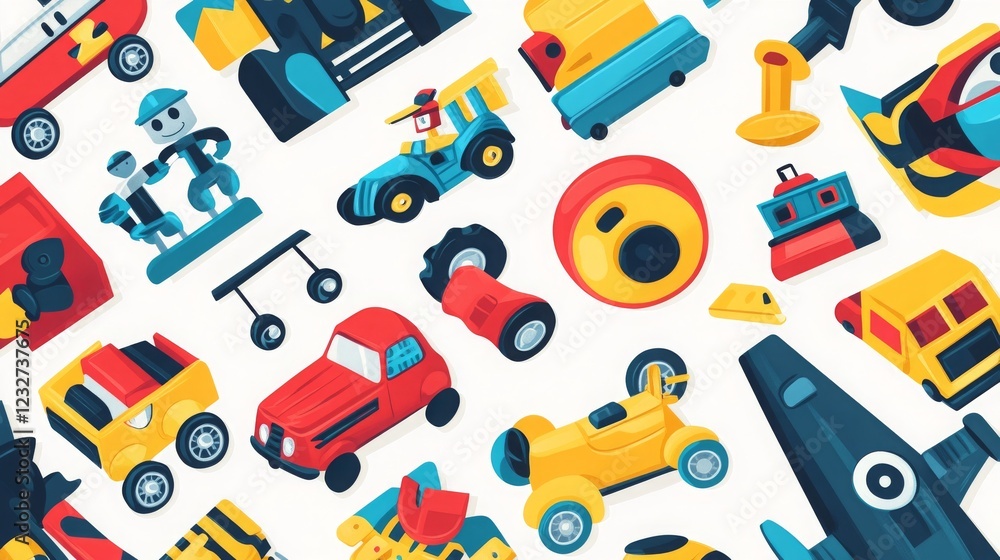 Graphic pattern with boys toys concept Graphic pattern with boys toys concept