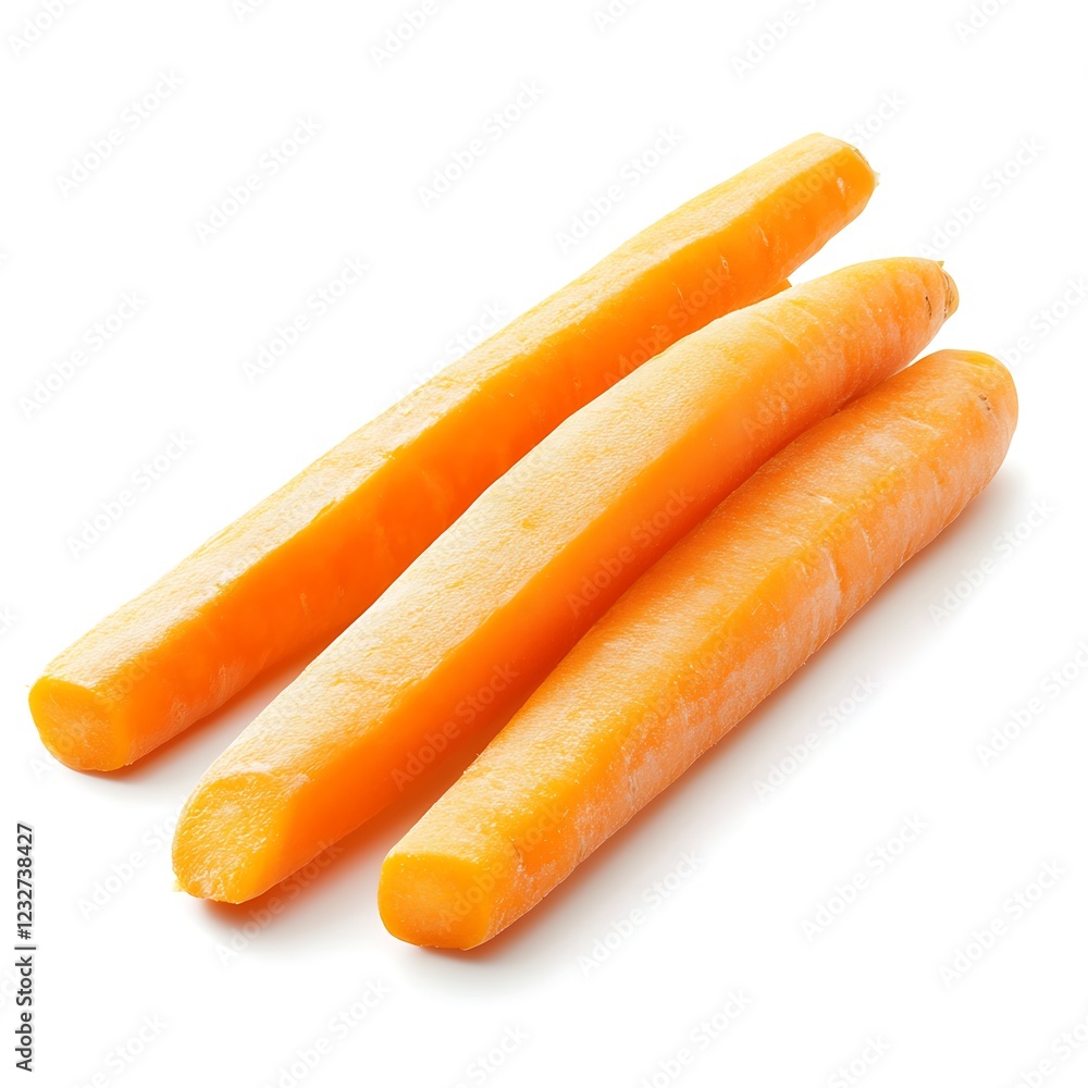 Orange carrot sticks isolated on white background. Orange carrot sticks isolated on white background.