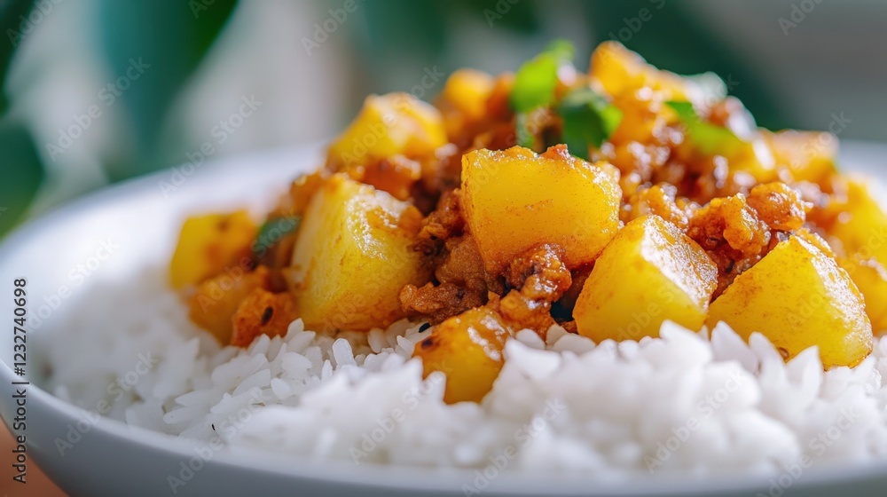 aloo keema with rice: a flavorful indian dish of spiced minced meat and potatoes