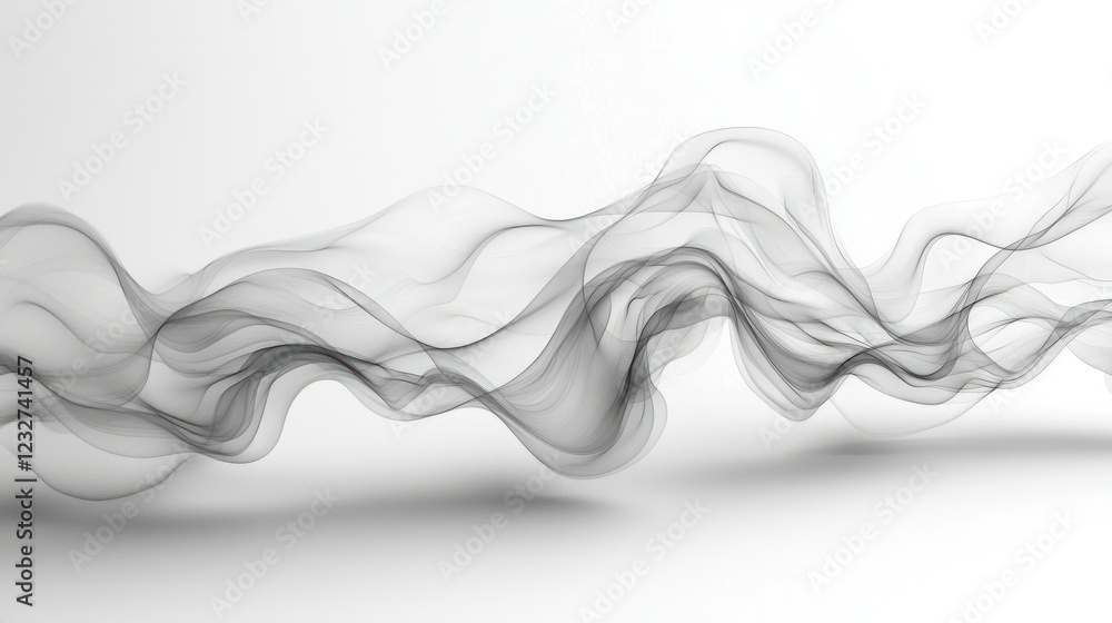 Abstract gray smoke wave flowing on white background for design Abstract gray smoke wave flowing on white background for design
