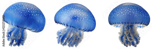 A vibrant jellyfish on a clear  background, ideal for marine illustrations or underwater designs photo