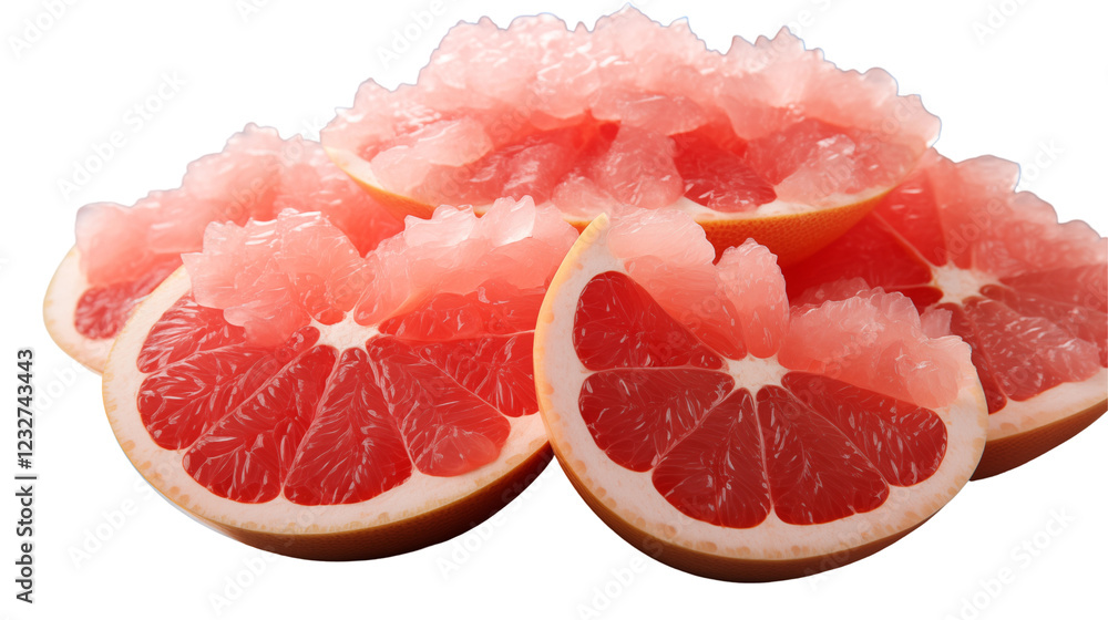 Red Grapefruit Slices Fresh Citrus, Sweet and Ripe for Healthy Food Displays, isolated on transparent background. Red Grapefruit Slices Fresh Citrus, Sweet and Ripe for Healthy Food Displays, isolated on transparent background.