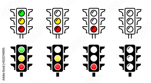 Signal lights for roads. Stop, go, and caution indicators