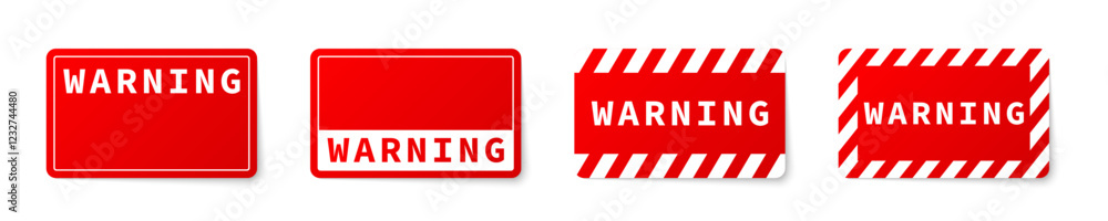 Hazard alert symbols. Red caution vector signs