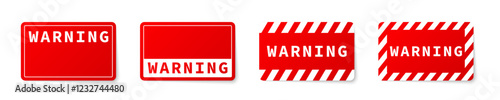 Hazard alert symbols. Red caution vector signs