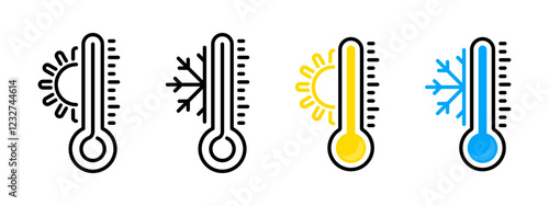 Temperature measurement tools. Heat and cold indicators