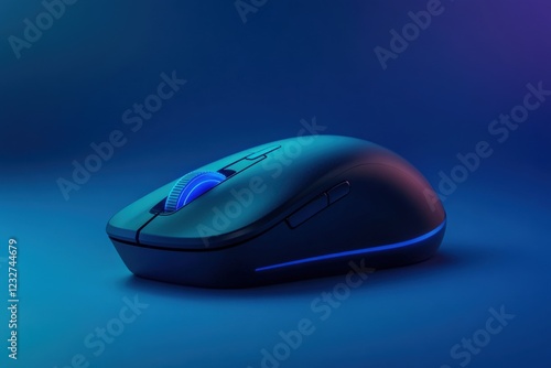 Wallpaper Mural Wireless gaming mouse with blue led lights on a dark blue background Torontodigital.ca