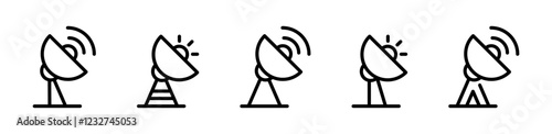 Dish antenna vector icon set.