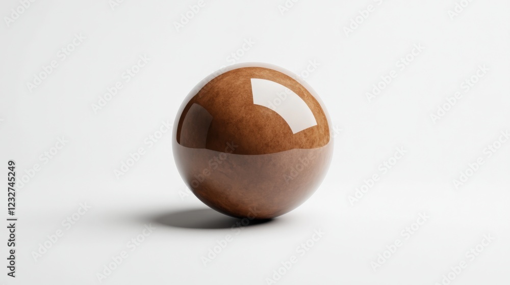 glossy brown sphere on a white background glossy brown sphere on a white background